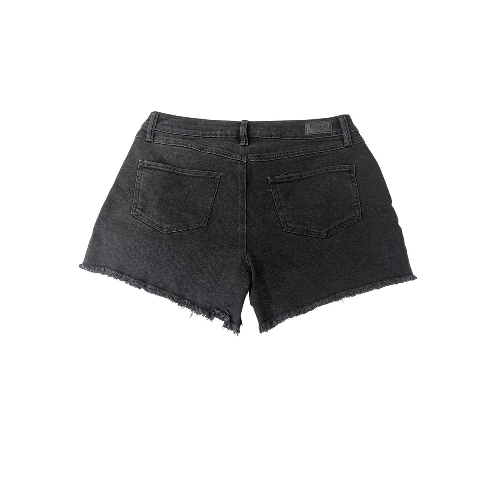 Natural Reflections Denim Shorts 8 Black Raw Hem Vintage Stretch - Picture 4 of 12